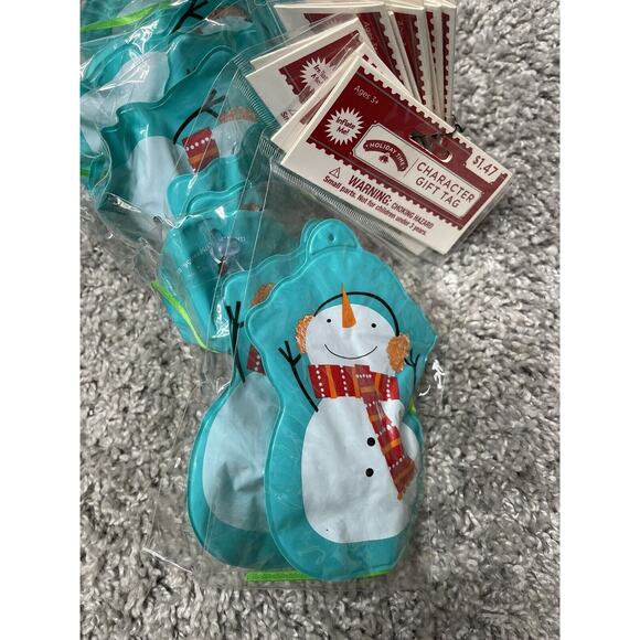 Big Inflatable Character Gift Tag Snowman Approx 3"x5" Bundle Set Of 10 New - Picture 1 of 8